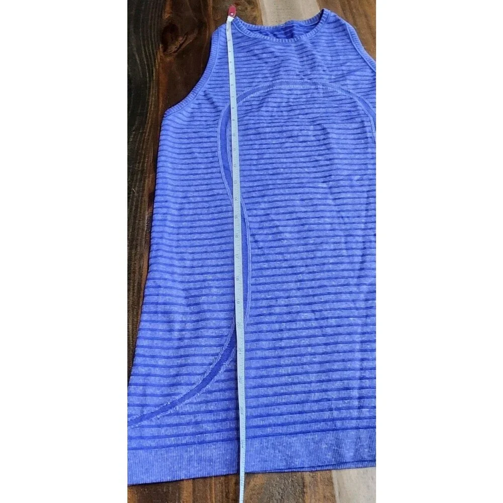 Lululemon Women's Top Swiftly Tech Tank Scoop Striped Logo Purple Sz Xs-S